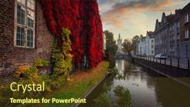 Presentation with autumn leaves - Presentation design with autumn-scenery-of-gdansk background and a tawny brown colored foreground