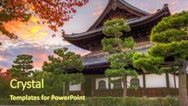  Presentation with kyoto - Presentation theme featuring autumn season at sunset japan background and a tawny brown colored foreground
