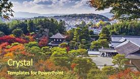  Presentation with silver - Slide set having autumn season in kyoto japan background and a tawny brown colored foreground