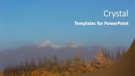  Presentation with season - Presentation theme with autumn-season-in-mountains-colorful background and a teal colored foreground