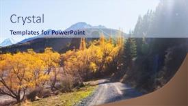  Presentation with new season - Beautiful PPT theme featuring autumn-season-in-new-zealand backdrop and a sky blue colored foreground