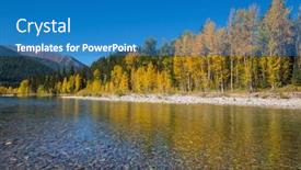  Presentation with autumn blue - Presentation theme featuring autumn-season-on-the-blue background and a teal colored foreground