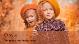 Presentation with children playing - Slide deck having autumn-season-two-cute-funny background and a red colored foreground