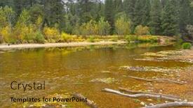 Presentation with autumn - Presentation featuring autumn-shallow-river-in-mountain background and a gold colored foreground