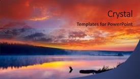  Presentation with lake - Colorful presentation theme enhanced with autumn skies - beautiful summer sunset backdrop and a red colored foreground