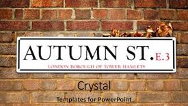  Presentation with red brick wall - Audience pleasing PPT theme consisting of autumn st in tower hamlet backdrop and a coral colored foreground