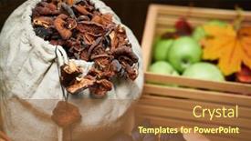  Presentation with natural ingredients - Presentation theme enhanced with autumn-still-life-in-rustic background and a red colored foreground