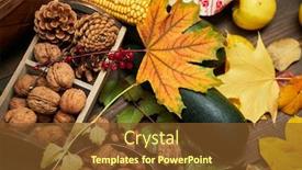  Presentation with natural ingredients - Cool new PPT layouts with autumn-still-life-in-rustic backdrop and a tawny brown colored foreground