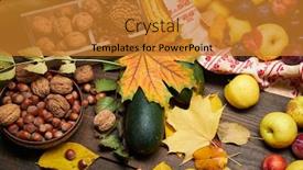  Presentation with natural ingredients - Amazing PPT layouts having autumn-still-life-in-rustic backdrop and a gold colored foreground