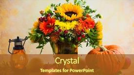  Presentation with fruits - Presentation theme featuring autumn still life with flowers background and a tawny brown colored foreground