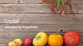  Presentation with autumn leaves - Beautiful PPT theme featuring autumn still life with pumpkins backdrop and a  colored foreground