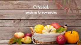  Presentation with autumn leaves - Audience pleasing slides consisting of autumn still life with pumpkins backdrop and a  colored foreground