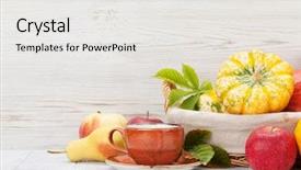  Presentation with barn wood autumn apples - Presentation theme enhanced with autumn still life with pumpkins background and a  colored foreground