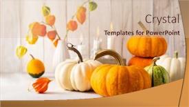  Presentation with halloween pumpkins thanksgiving day - Slide set featuring autumn-still-life-with-pumpkins background and a  colored foreground