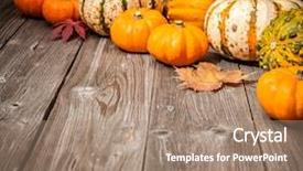  Presentation with autumn leaves - Presentation theme with autumn still life with pumpkins background and a coral colored foreground