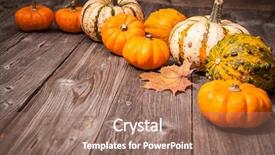  Presentation with autumn leaves - PPT layouts with autumn still life with pumpkins background and a coral colored foreground