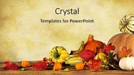  Presentation with thanksgiving - Slides having autumn still-life with pumpkins background and a blonde colored foreground