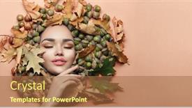  Presentation with fall color - Slide deck with autumn-style-woman-make-up background and a red colored foreground