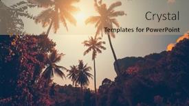  Presentation with nature sun trees - PPT theme with autumn-thailand-jungle-resort-sun background and a coral colored foreground