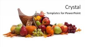  Presentation with fall - Slides featuring autumn thanksgiving - fall arrangement in a cornucopia background and a white colored foreground