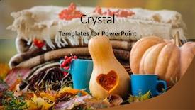  Presentation with thanksgiving - Audience pleasing slides consisting of autumn thanksgiving romantic still life with stacked plaids pumpkins apples berries and coffee cups backdrop and a coral colored foreground
