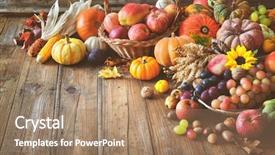  Presentation with thanksgiving - Colorful slides enhanced with greape barn farm - vegetables pumpkins and fruits backdrop and a coral colored foreground