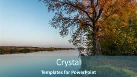  Presentation with tree river - Audience pleasing presentation consisting of autumn tree on the river's coast backdrop and a ocean colored foreground