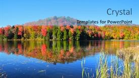  Presentation with pond - PPT theme enhanced with autumn tree reflection in crampton pond background and a light blue colored foreground