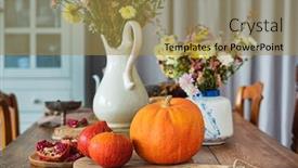  Presentation with vegetables - Audience pleasing PPT layouts consisting of autumn-vegetables-and-flowers backdrop and a gold colored foreground