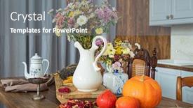  Presentation with vegetables - Cool new theme with autumn-vegetables-and-flowers backdrop and a gray colored foreground