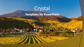  Presentation with region - Presentation design enhanced with autumn-vineyard-and-spitz background and a teal colored foreground