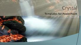  Presentation with czech republic - Beautiful presentation theme featuring autumn-waterfall-in-czech-republic backdrop and a mint green colored foreground