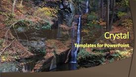  Presentation with falls - Presentation theme featuring autumn waterfall in mountain with foliage and woods over rocks silver thread falls from bushkill falls background and a tawny brown colored foreground