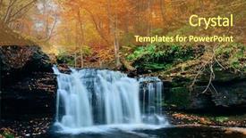  Presentation with fall color - Amazing PPT theme having fall color - autumn waterfalls in park backdrop and a red colored foreground