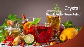  Presentation with medical iv drip - Audience pleasing slide set consisting of autumn-winter season herbal tea backdrop and a gray colored foreground