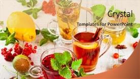  Presentation with healthy - Theme enhanced with autumn-winter season herbal tea background and a yellow colored foreground