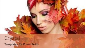  Presentation with makeup - Audience pleasing presentation theme consisting of autumn woman beautiful creative makeup backdrop and a coral colored foreground