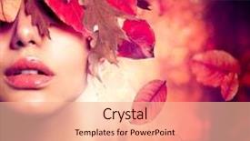  Presentation with fall leaves border autumn - PPT layouts consisting of autumn woman fashion portrait fall background and a coral colored foreground