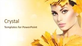  Presentation with autumn leaves - Cool new presentation design with autumn woman with yellow leaves backdrop and a white colored foreground