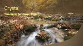  Presentation with river flow - PPT theme consisting of autumn-wood-and-river-flow background and a tawny brown colored foreground