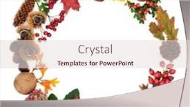  Presentation with food festival - PPT theme with autumn-wreath-composition background and a lemonade colored foreground