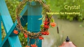  Presentation with autumn - PPT theme enhanced with autumn-wreath-on-the-fence background and a tawny brown colored foreground