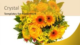 Presentation with yellow rose - Cool new slides with autumnal-flowers-bouquet-with-yellow backdrop and a gold colored foreground