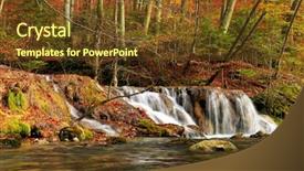  Presentation with river flow - Presentation design consisting of autumnal forest rocks covered background and a tawny brown colored foreground