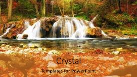  Presentation with river flow - Slide set with autumnal forest rocks covered background and a gold colored foreground