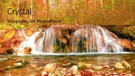  Presentation with river flow - PPT layouts consisting of autumnal forest rocks covered background and a gold colored foreground