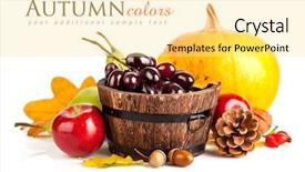  Presentation with harvest - Colorful presentation design enhanced with autumnal harvest fruits and vegetables backdrop and a blonde colored foreground