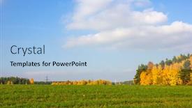  Presentation with fall foliage - Amazing presentation design having autumnal landscape forest near field of winter rye yellow and orange foliage of trees at fall backdrop and a light blue colored foreground