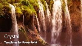  Presentation with waterfalls - Presentation design featuring autumnal view of beautiful waterfalls background and a tawny brown colored foreground