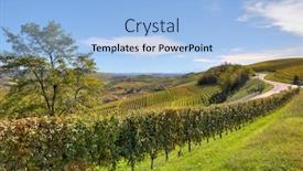  Presentation with vineyards - Slide set with autumnal vineyards on the hills of langhe under blue sky in piedmont northern italy background and a light blue colored foreground